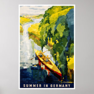 Affiche de voyage en Allemagne Impression de kayak