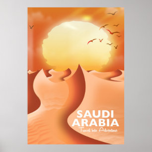 Affiche de voyage en Arabie saoudite par avion