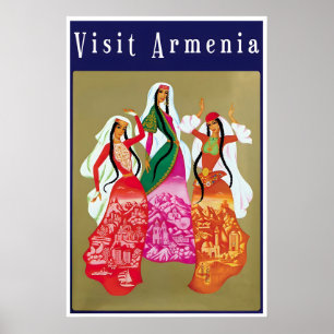 Affiche de voyage en Arménie Art vintage patrimoin