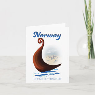 Affiche de voyage en bateau long de Norvège