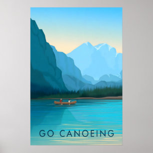Affiche de voyage en canoë