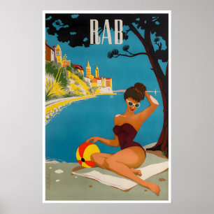 Affiche de voyage en Croatie Île de Rab Art Impres