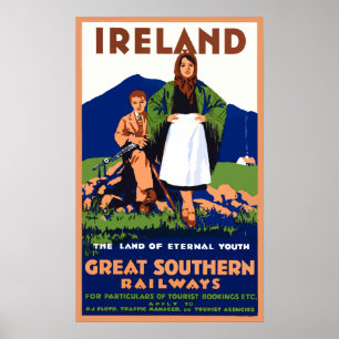 Affiche de voyage en Irlande vintage