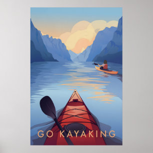 Affiche de voyage en kayak