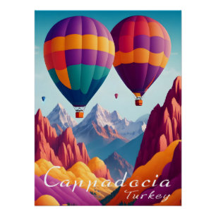 Affiche de voyage en montgolfière Cappadoce Turqui