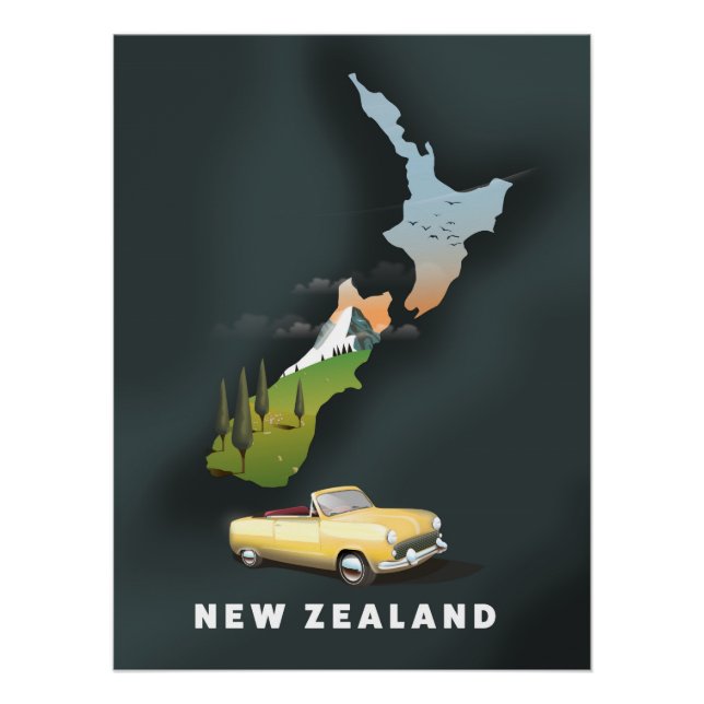 Affiche de voyage en Nouvelle-Zélande (Devant)