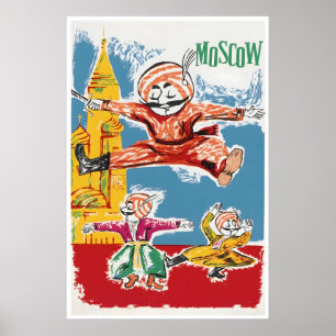 Affiche de voyage en Russie d'art de Moscou danse