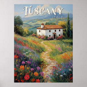 Affiche de voyage en Toscane - Scène Italie Vintag