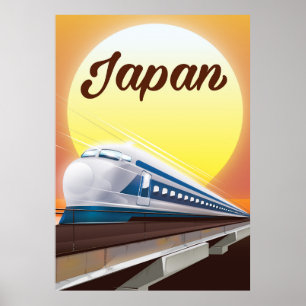 Affiche de voyage en train à grande vitesse du Jap