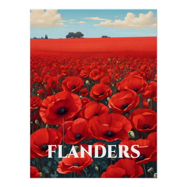 Affiche de voyage Flandre Belgique Champs de Coque (Devant)