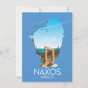 Affiche de voyage grecque carte de Naxos.