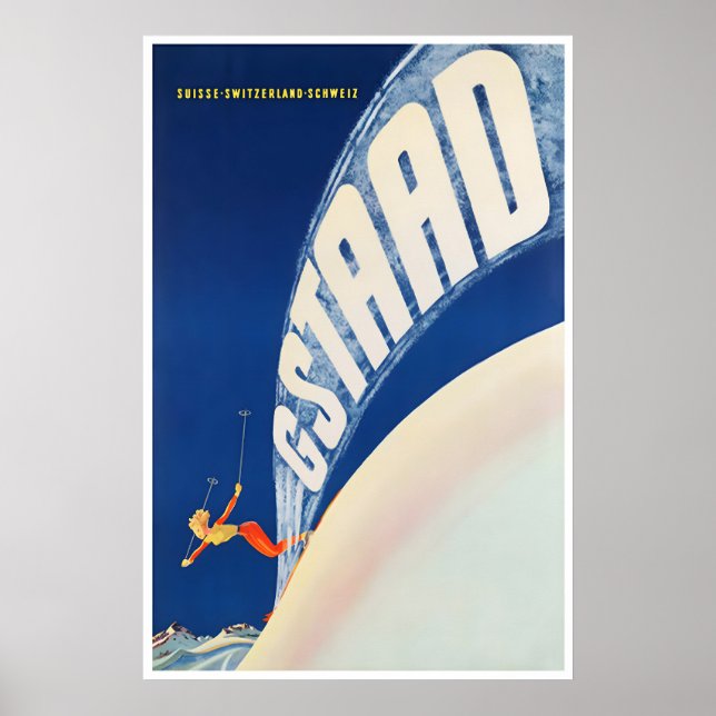 Affiche de voyage Gstaad Impression d'art mural su (Devant)