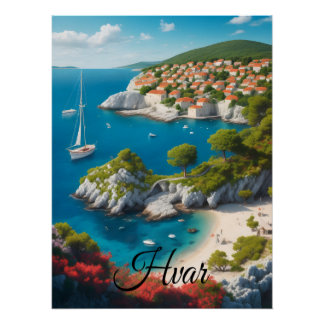 Affiche de voyage Hvar Croatie