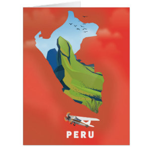 Affiche de voyage illustrée carte du Pérou