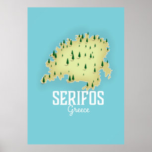 Affiche de voyage illustrée de la carte grecque de