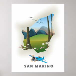 Affiche de voyage illustrée de Saint-Marin.