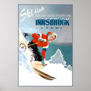 Affiche de voyage Innsbruck Autriche neige ski Ker