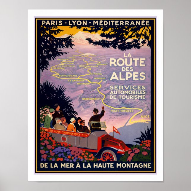 Affiche de voyage La Route Des Alpes 1920 (Devant)