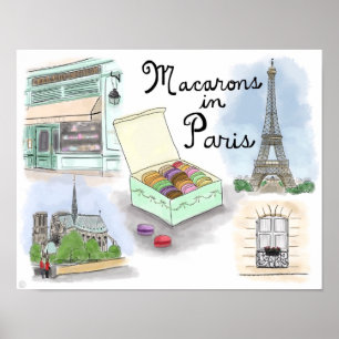 Affiche de voyage : Macarons à Paris France
