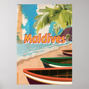 Affiche de voyage Maldives Vintage