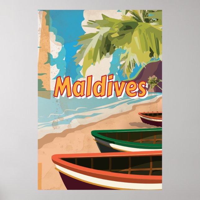 Affiche de voyage Maldives Vintage (Devant)