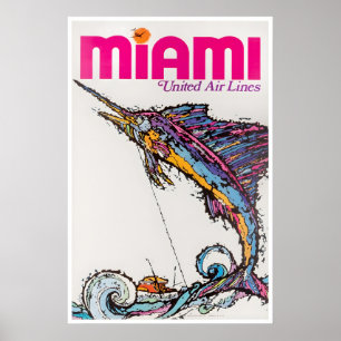 Affiche de voyage Miami Floride Art mural Rétro