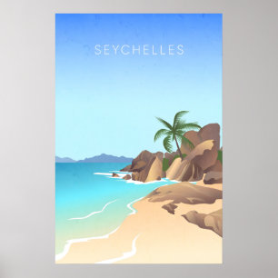 Affiche de voyage minimale aux Seychelles