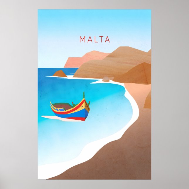 Affiche de voyage minimale de Malte (Devant)