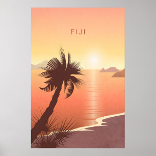 Affiche de voyage minimale des Fidji
