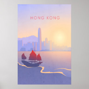 Affiche de voyage minimaliste de Hong Kong