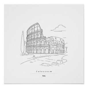 Affiche de voyage minimaliste du Colosseum de Rome
