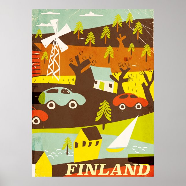 Affiche de voyage moderne du milieu du siècle (Devant)