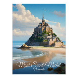 Affiche de voyage Mont Saint Michel Normandie Fran