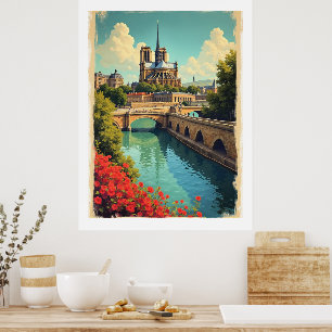 Affiche de voyage Notre Dame, France,