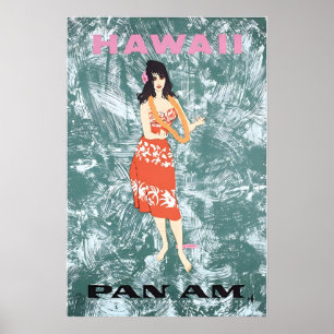 Affiche de voyage Pan Am Impression d'art hawaïen 