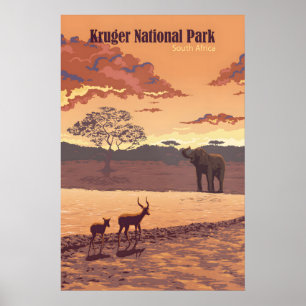 Affiche de voyage Parc national Kruger Afrique du 