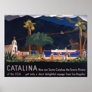 Affiche de voyage - Père Noël Catalina Island, Cal