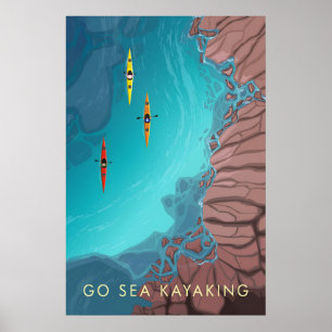 Affiche de voyage pour la randonnée en kayak de me