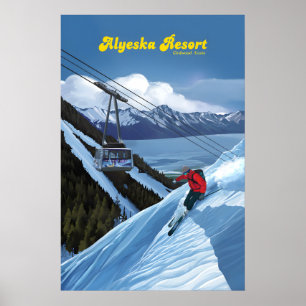 Affiche de voyage pour la station de ski Alyeska