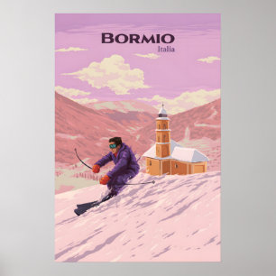 Affiche de voyage pour la station de ski de Bormio