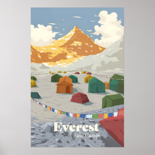 Affiche de voyage pour le camp de base du mont Eve