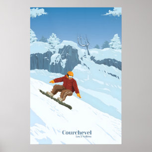Affiche de voyage pour le snowboard à Courchevel