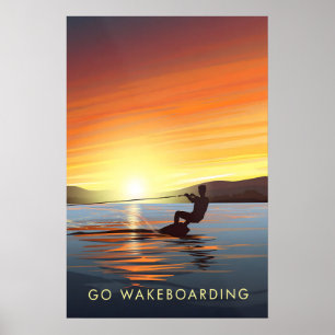 Affiche de voyage pour le wakeboard