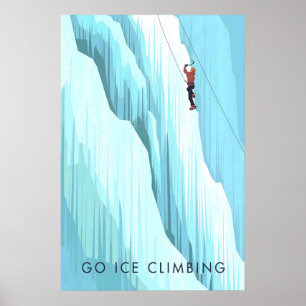 Affiche de voyage pour l'escalade de glace