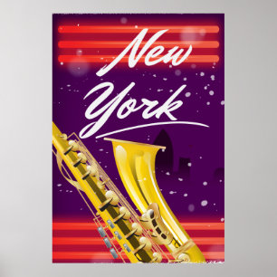 Affiche de voyage pour saxophone de New York