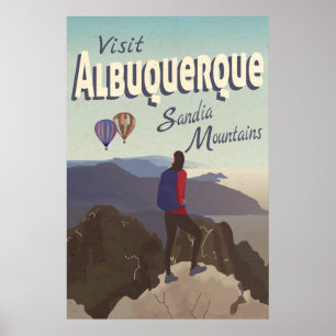 Affiche de voyage rétro des Monts Albuquerque Sand