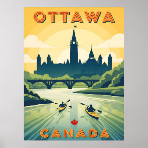 Affiche de voyage rétro d'Ottawa Canada