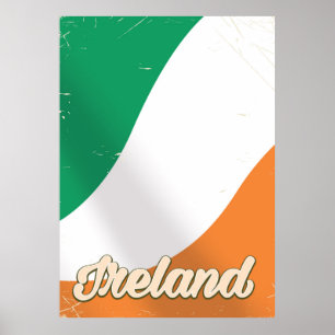 Affiche de voyage rétro du drapeau national de l'I