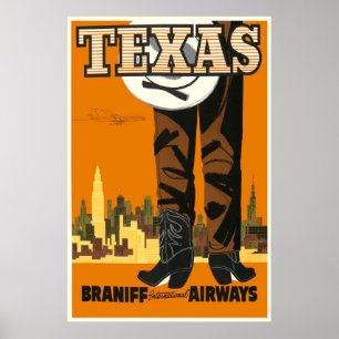 Affiche de voyage rétro du Texas