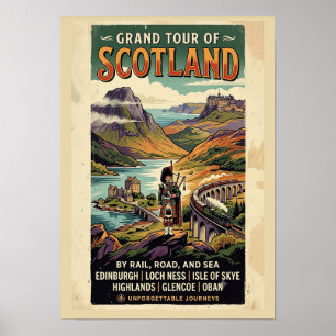 Affiche de voyage rétro Grand Tour d'Écosse